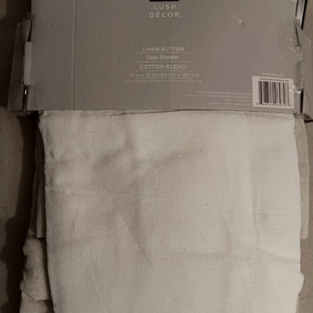 LUSH DECOR SHOWER CURTAIN BLEND LINEN BUTTON